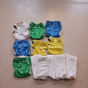Imagine 7 Pocket Cloth Diapers With 6 Prefold Inserts Lot Bundle